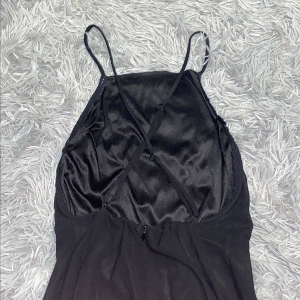 long criss cross black square neck dress worn once